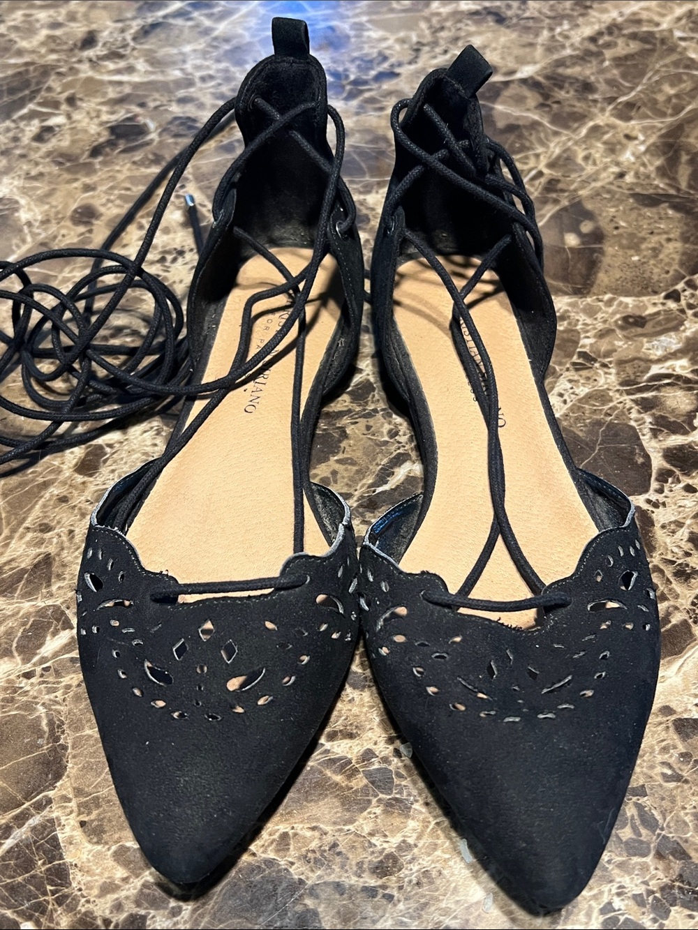 Christian Siriano Black Pointed Ballet Flats sz7W
